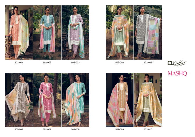 Mashq By Zulfat 001-010 Printed Cotton Dress Material Catalog